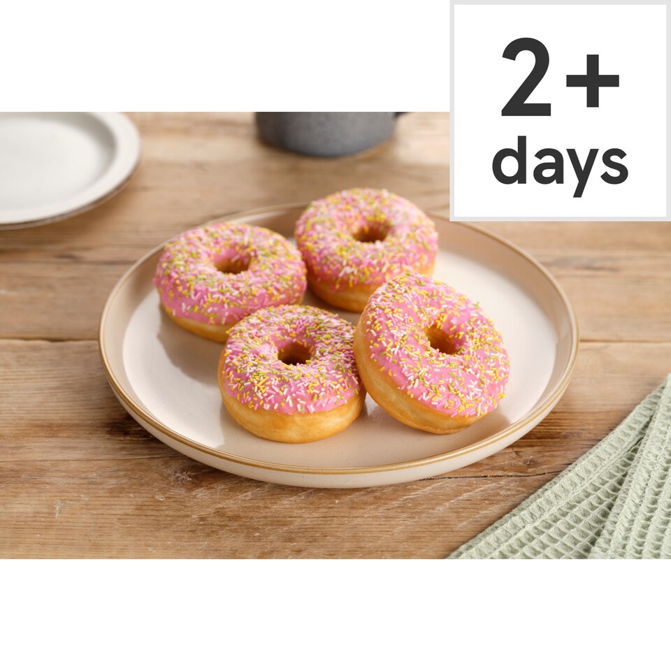 Tesco Pink Iced Ring Doughnut 4 Pack