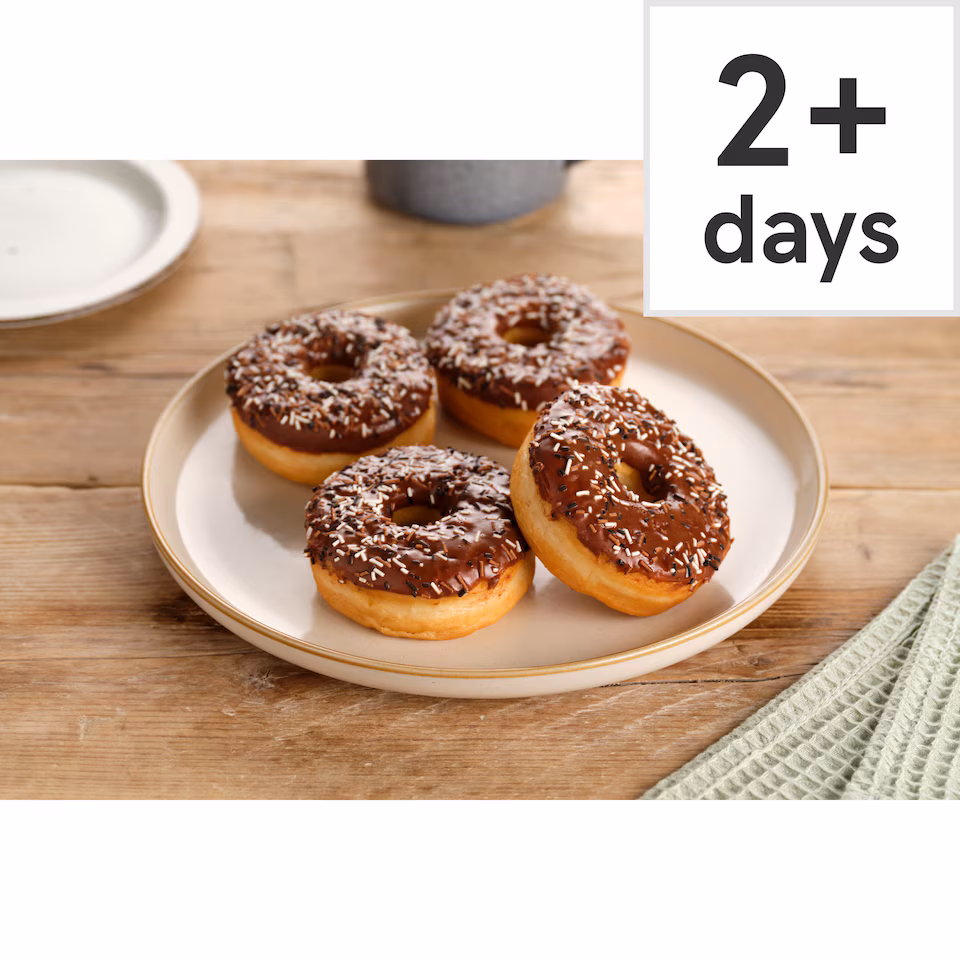 Tesco Chocolate Iced Ring Doughnuts 4 Pack