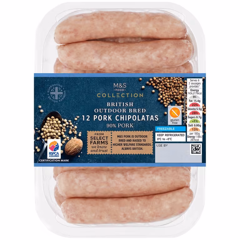 M&S British Outdoor Bred Pork Chipolata Sausages
