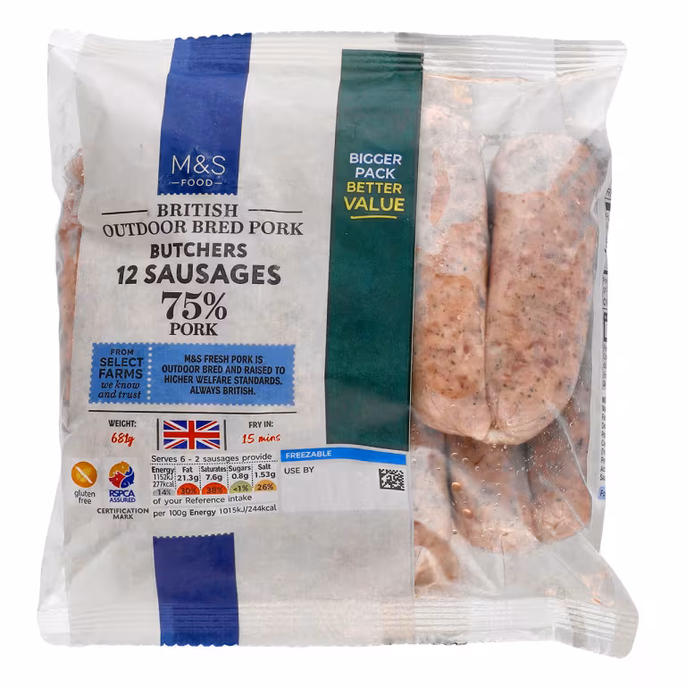M&S 12 Butchers Pork Sausages