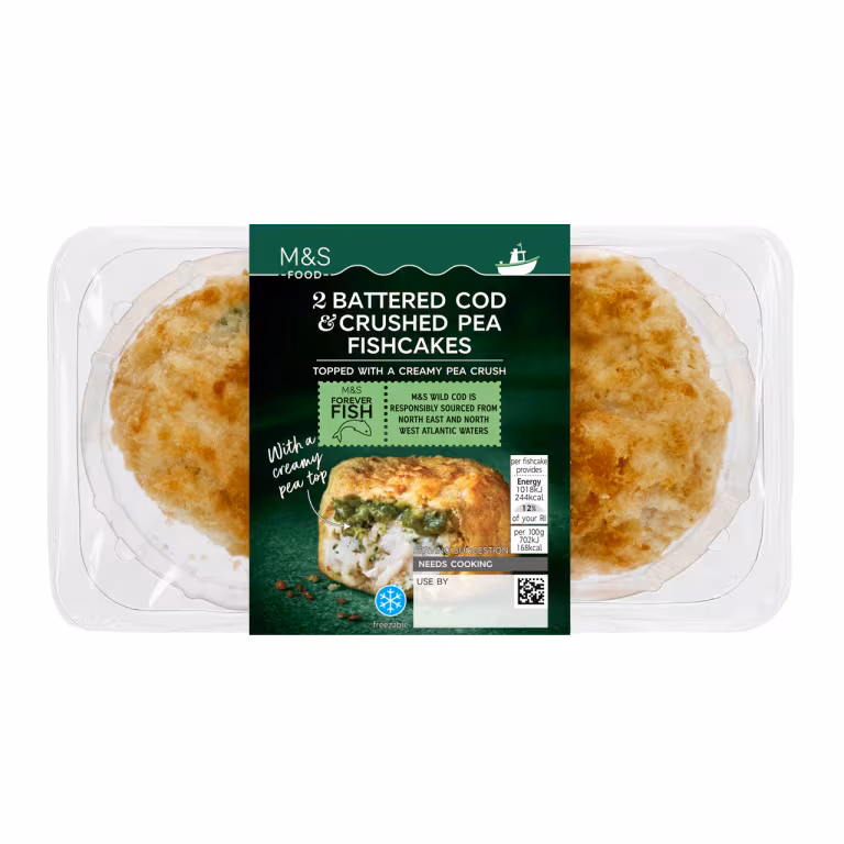 M&S Battered Cod And Crushed Pea Fishcakes