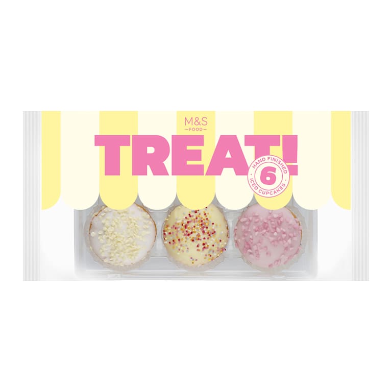 M&S 6 Hand Finished Iced Cupcakes