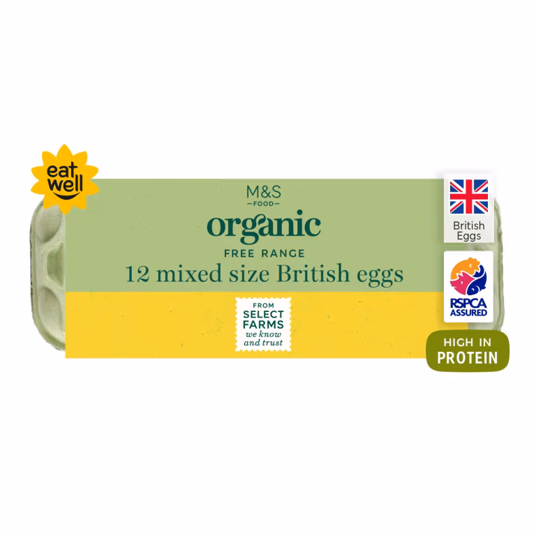 M&S 12 British Mixed Size Organic Free Range Eggs