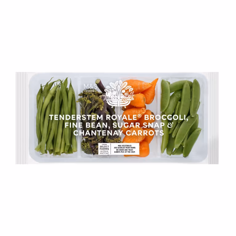 M&S Tenderstem Royale Broccoli, Fine Beans, Sugar Snaps and Chantenay Carrots