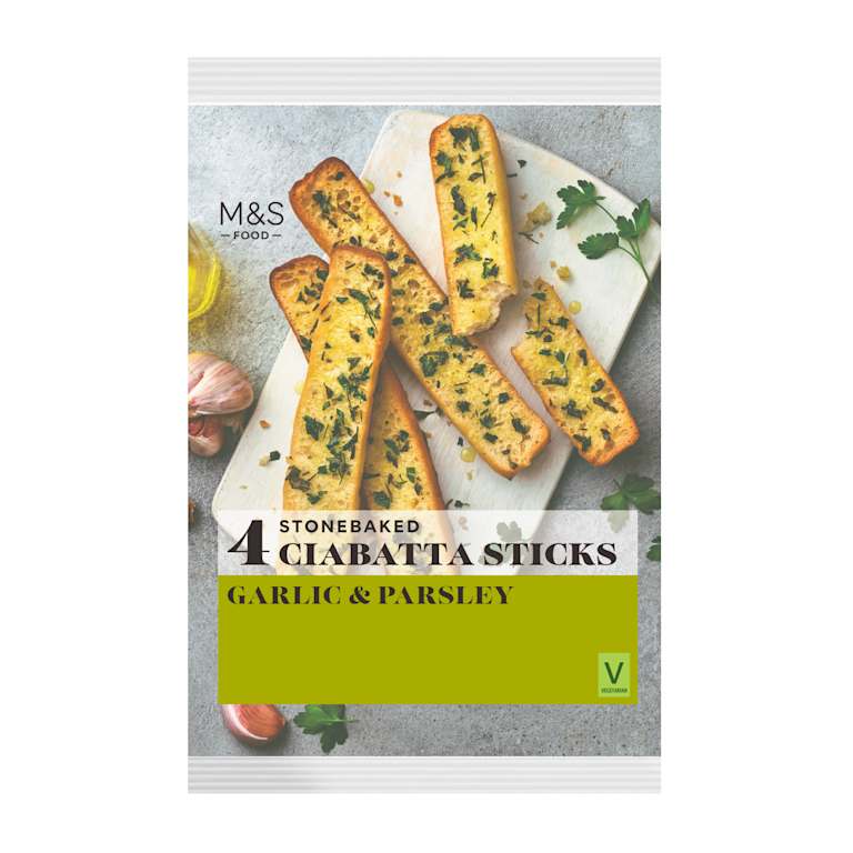 M&S 4 Garlic and Parsley Ciabatta Sticks