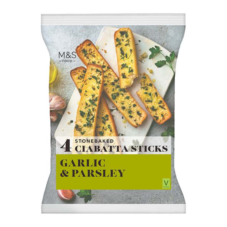 M&S 4 Garlic and Parsley Ciabatta Sticks