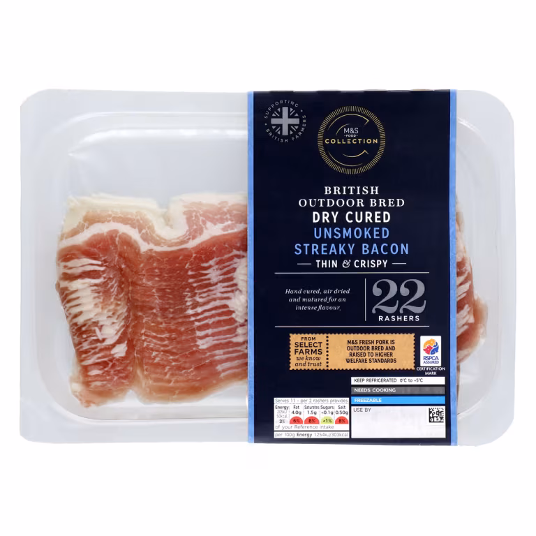 M&S Collection British Outdoor Bred Dry Cured Unsmoked Streaky Bacon