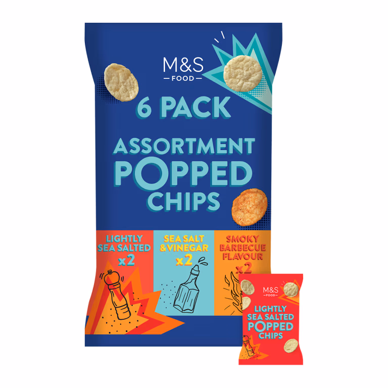 M&S 6 Pack Assorted Popped Chips