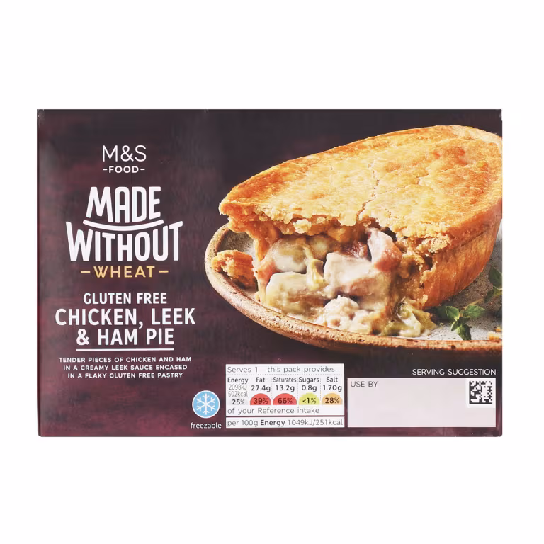 M&S Made Without Wheat Gluten Free Chicken, Ham and Leek Pie