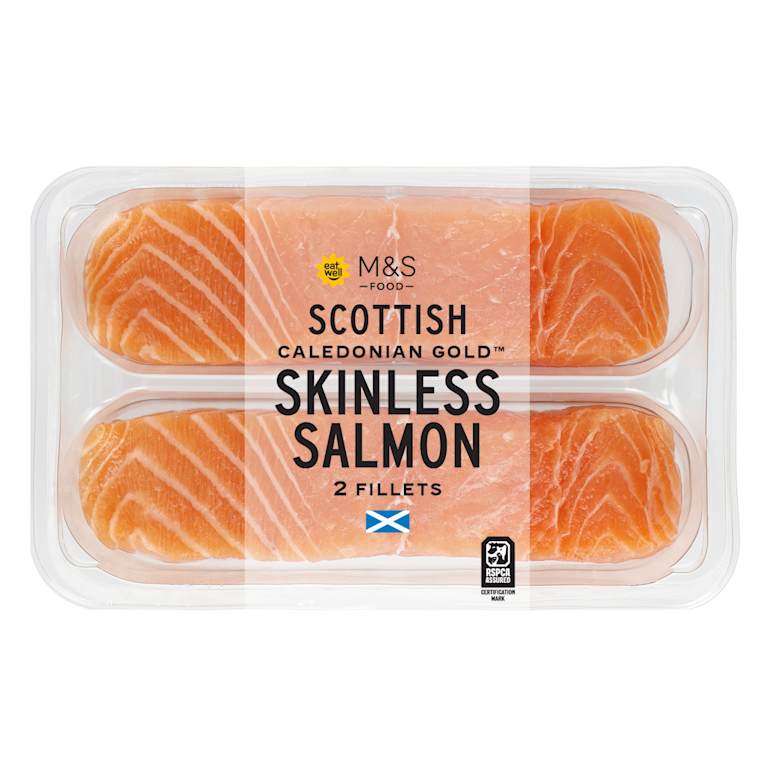 M&S Two Caledonian Gold Skinless Scottish Salmon Fillets