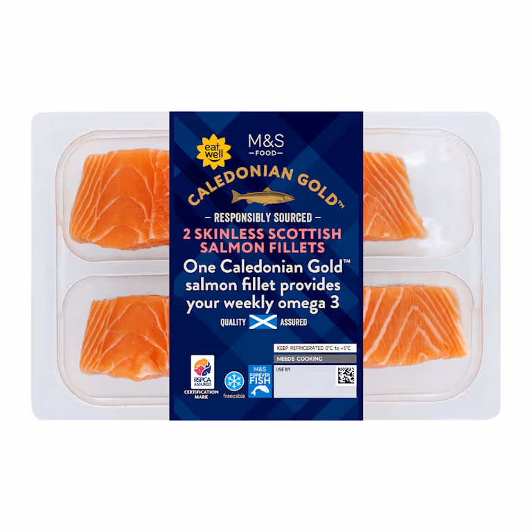 M&S Two Caledonian Gold Skinless Scottish Salmon Fillets