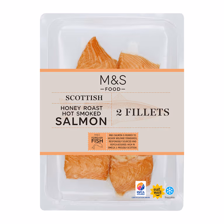 M&S Scottish Honey Roast Hot Smoked Salmon Fillets