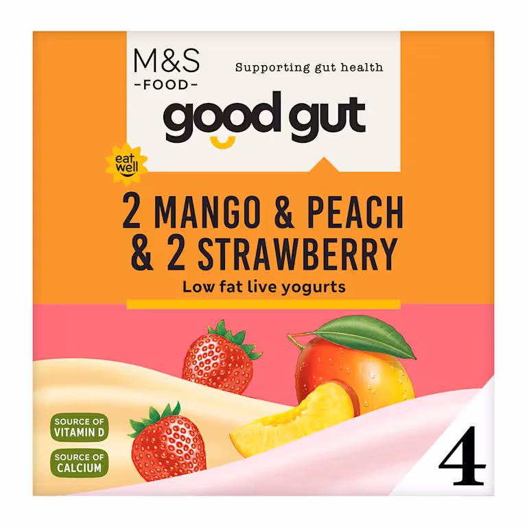 M&S 2 Mango & Peach & 2 Strawberry Yogurt