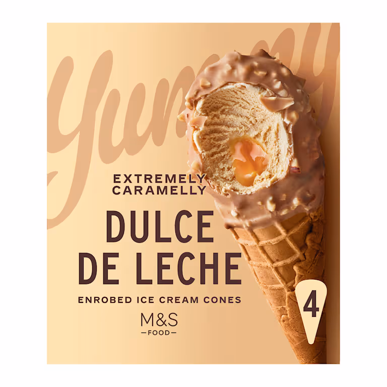 M&S Extremely Caramelly Dulce De Leche Enrobed Ice Cream Cones