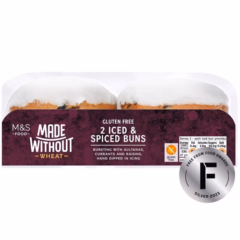M&S Made Without Wheat Iced Spiced Buns
