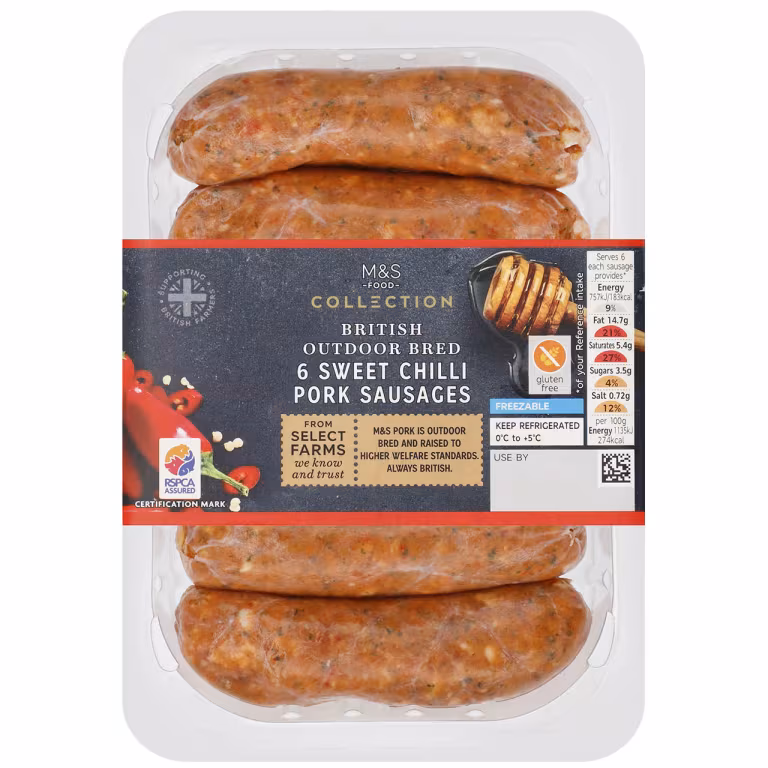 M&S Collection British Outdoor Bred Sweet Chilli Pork Sausages