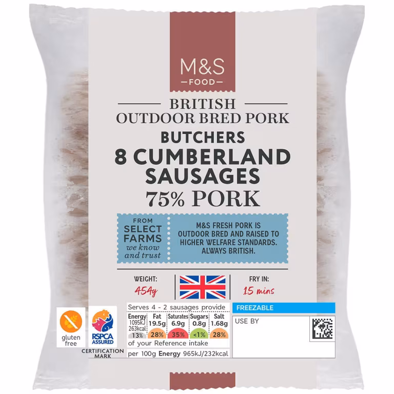 M&S British Outdoor Bred Pork Butchers Cumberland Sausages