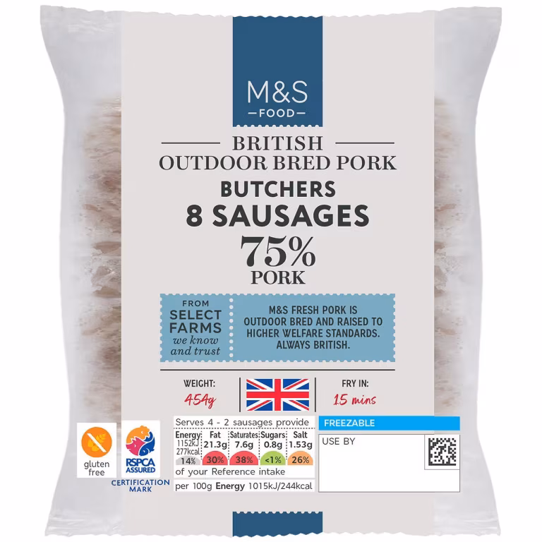 M&S British Outdoor Bred Pork Butchers Sausages