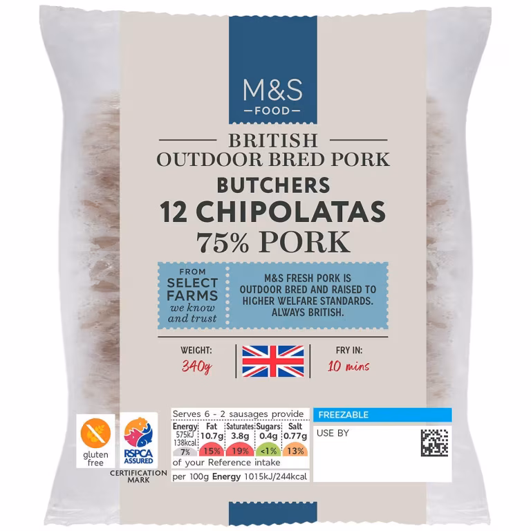 M&S British Outdoor Bred Pork Butchers Chipolatas