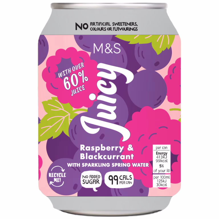 M&S Raspberry and Blackcurrant with Sparkling Spring Water Juicy