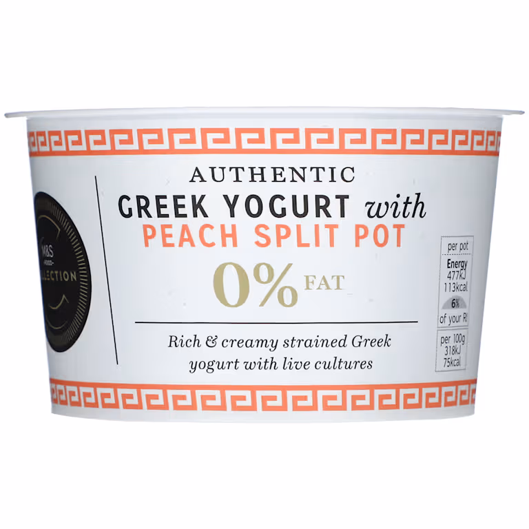 M&S Authentic Greek Yogurt 0% Fat with Peach