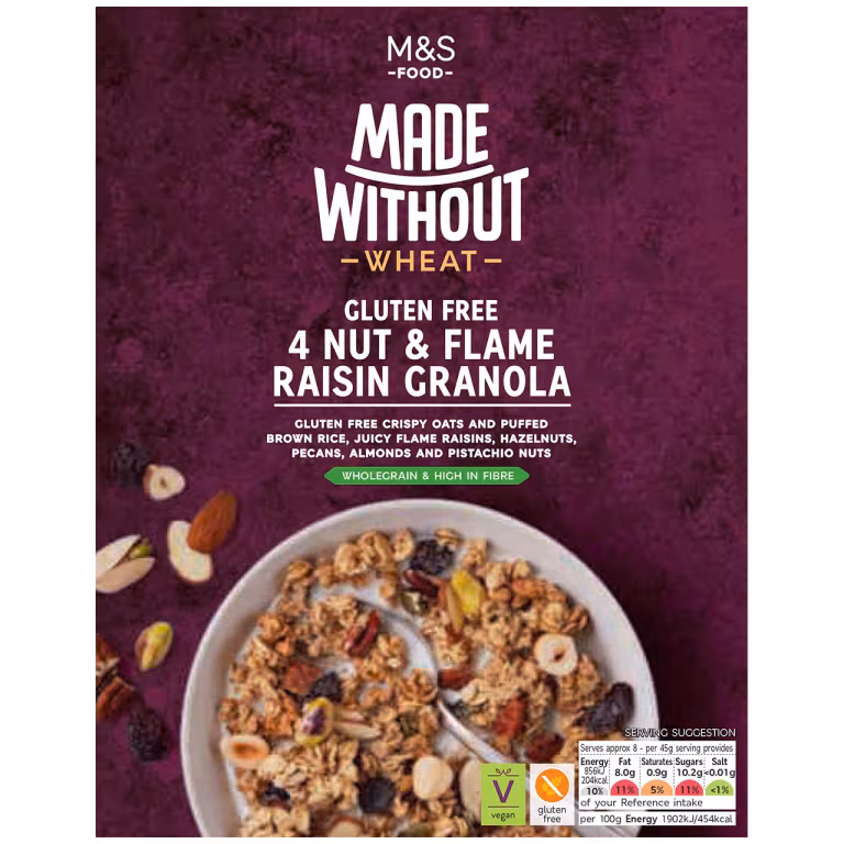 M&S Made Without 4 Nut & Flame Raisin Granola