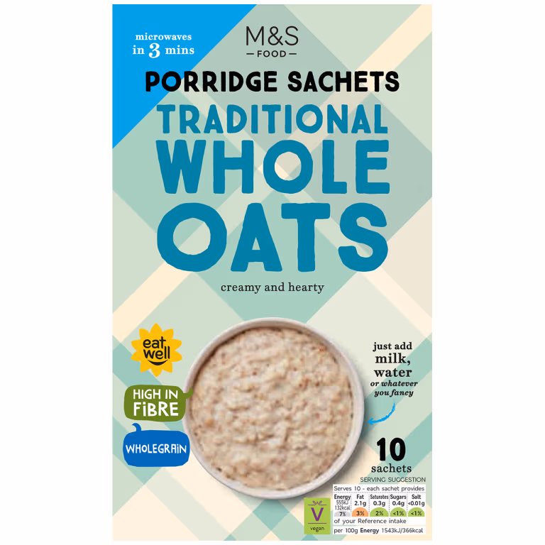 M&S Traditional Whole Oats Porridge Sachets