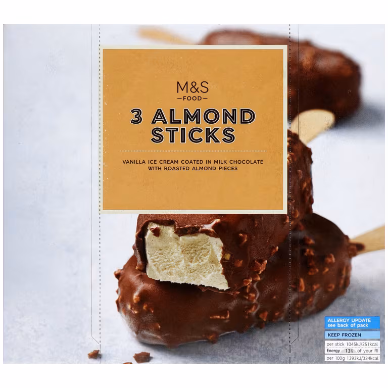 M&S Almond Vanilla Ice Cream Sticks