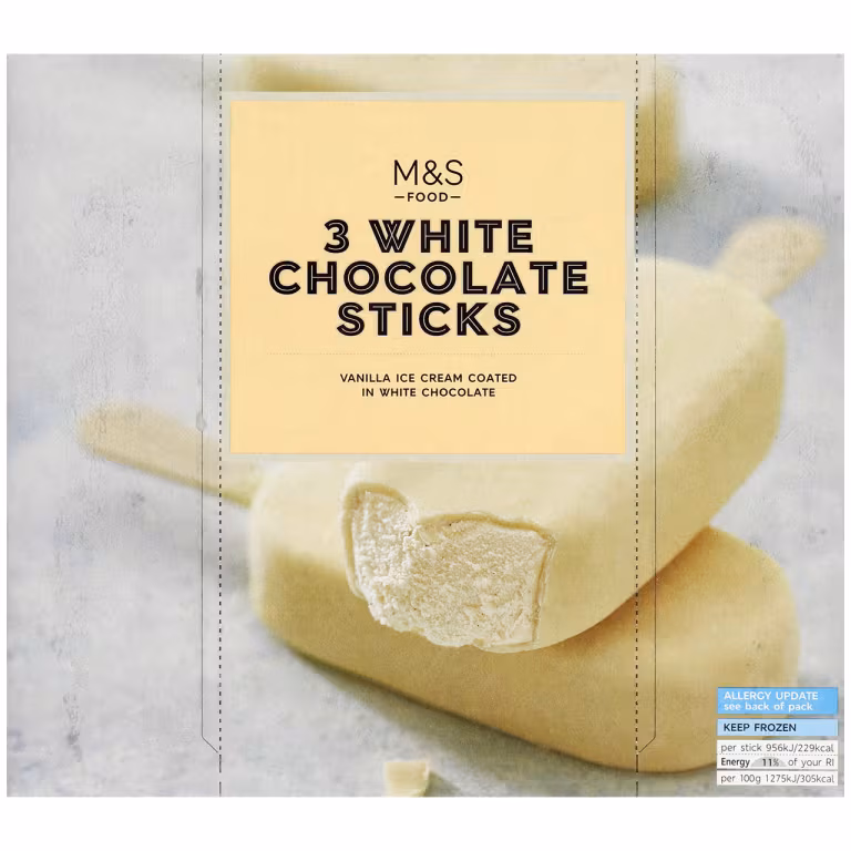 M&S White Chocolate Vanilla Ice Cream Sticks