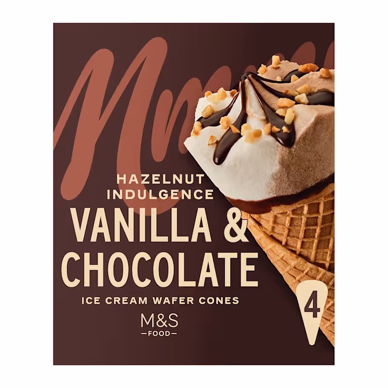 M&S Hazelnut Indulgence Vanilla and Chocolate Ice Cream Wafer Cones