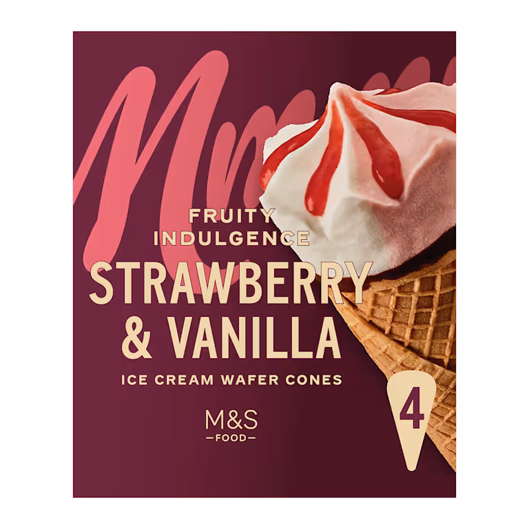 M&S Fruity Indulgence Strawberry and Vanilla Ice Cream Wafer Cones