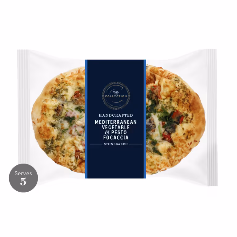 M&S Handcrafted Mediterranean Vegetable and Pesto Focaccia