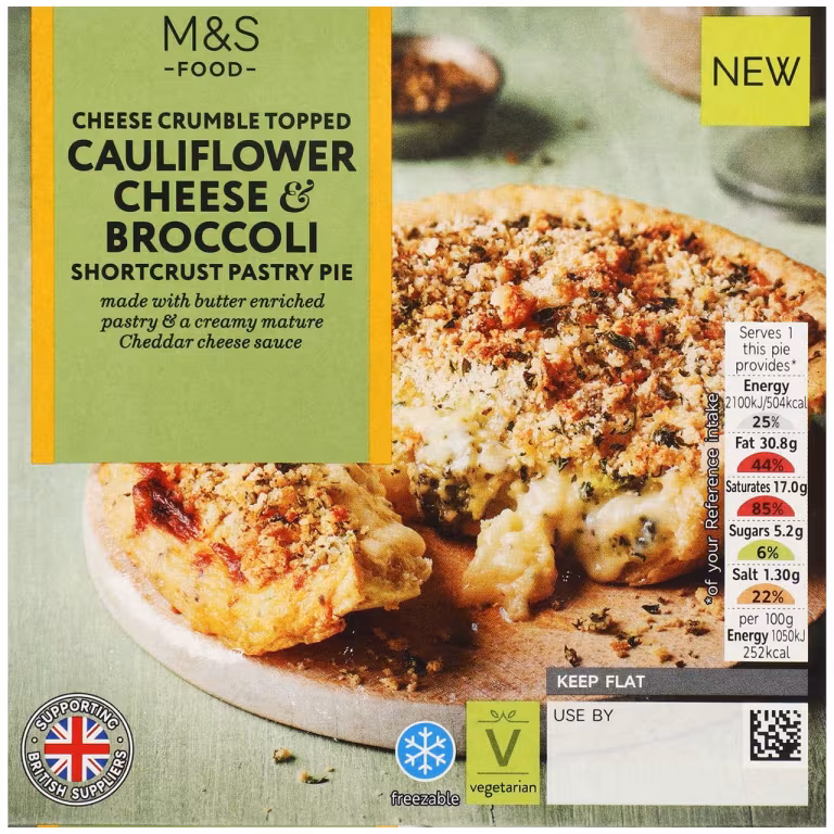 M&S Cheese Crumble Topped Cauliflower Cheese and Broccoli Pie