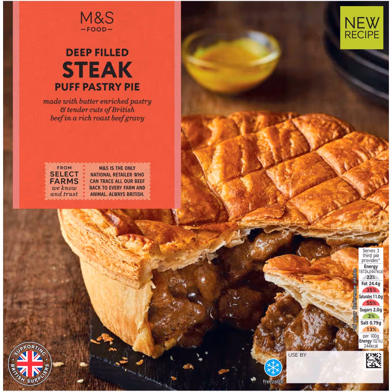 M&S Deep Filled Steak Puff Pastry Pie