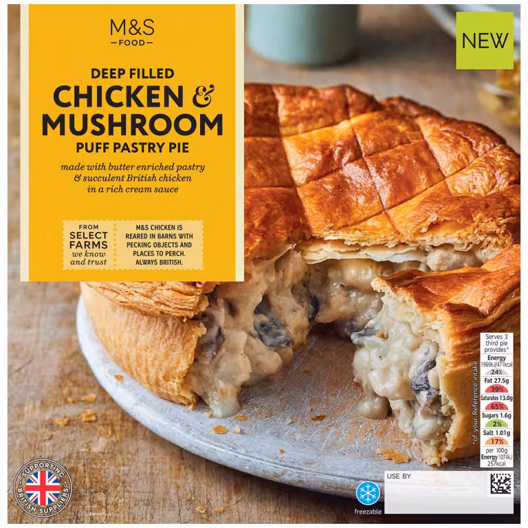 M&S Deep Filled Chicken and Mushroom Puff Pastry Pie