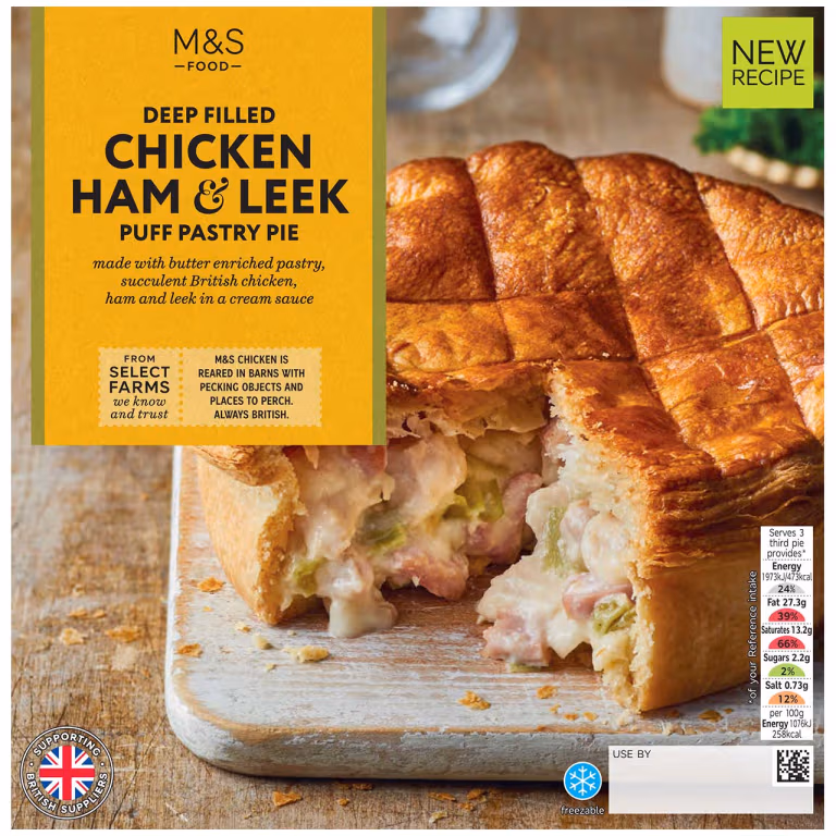 M&S Deep Filled Chicken, Ham and Leek Puff Pastry Pie