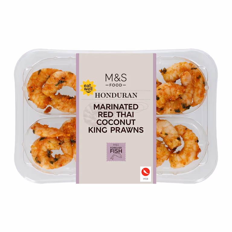 M&S Honduran Marinated Red Thai Coconut King Prawns