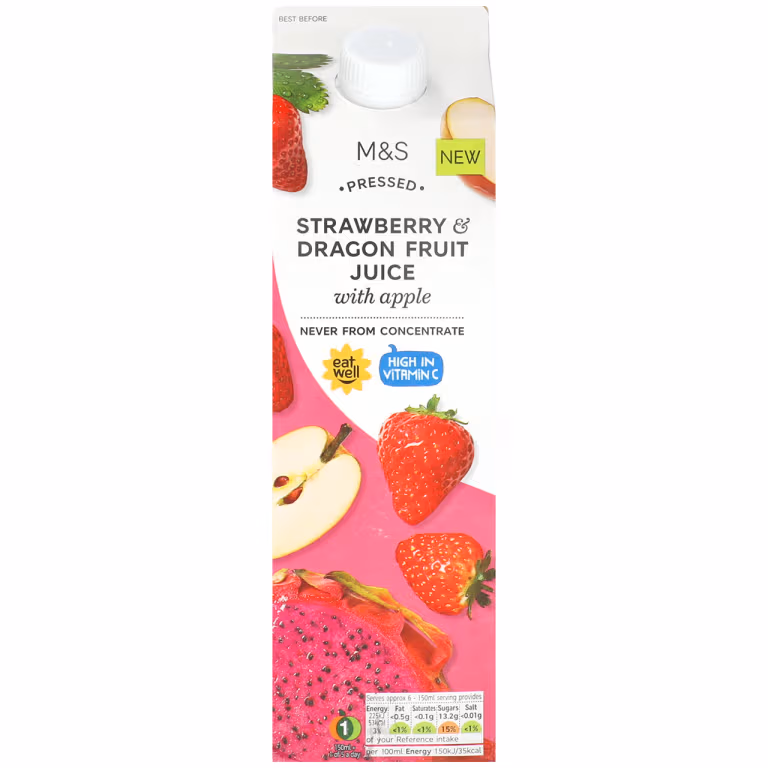 M&S Pressed Strawberry and Dragon Fruit Juice with Apple