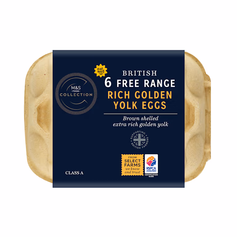 M&S British Farmed Free Range 6 Golden Yolk Eggs