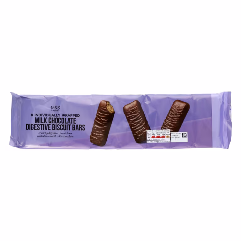 M&S Individually Wrapped Milk Chocolate Digestive Biscuit Bars