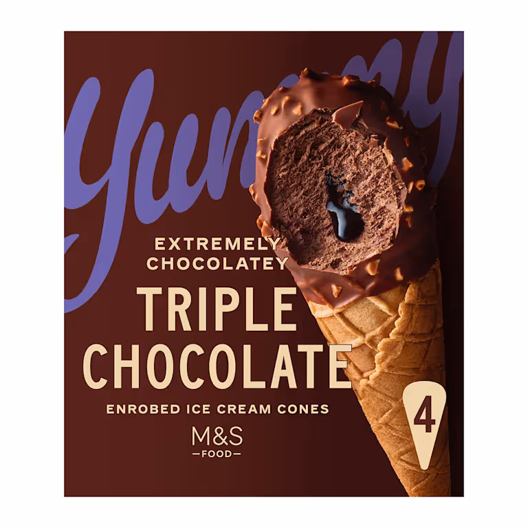 M&S Extremely Chocolatey Triple Chocolate Enrobed Ice Cream Cones&nbsp;