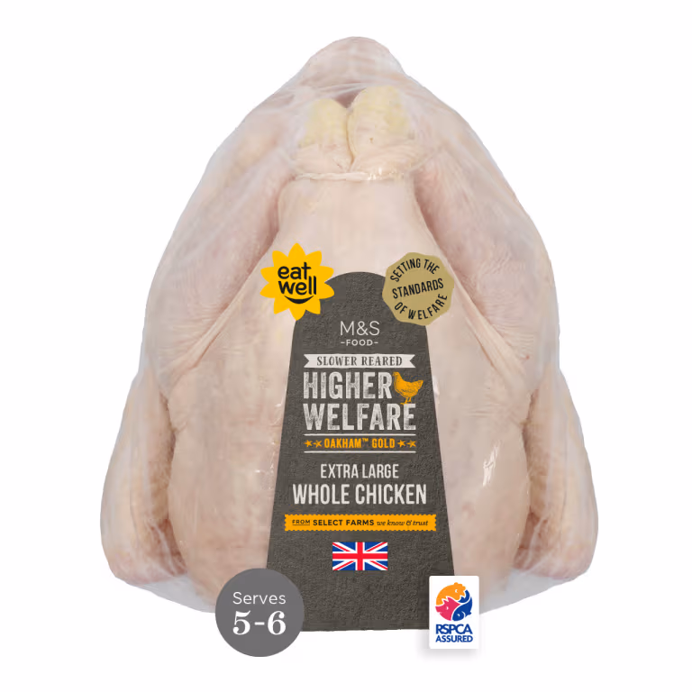 M&S Slower Reared Higher Welfare Oakham Gold Whole Chicken