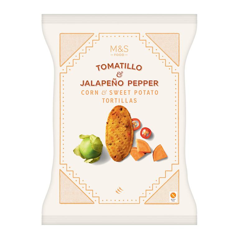 M&S Tomatillo and Jalapeño Pepper Corn and Sweet Potato Tortillas