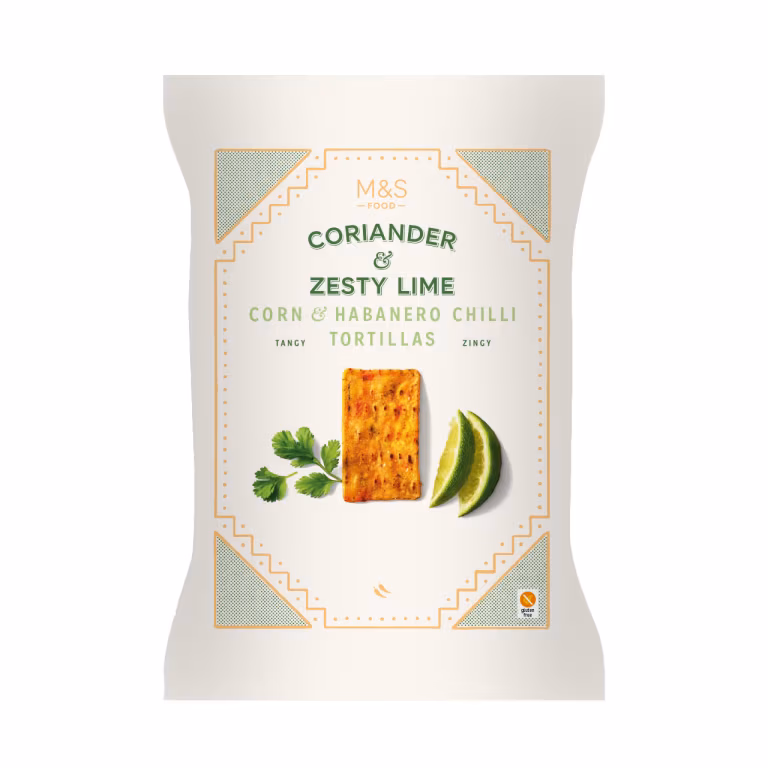 M&S Coriander & Zesty Lime Corn and Habanero Chilli Tortillas<br />