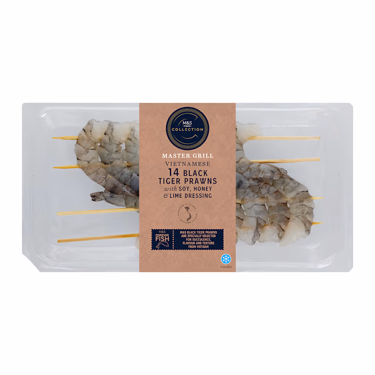 M&S Collection Master Grill Vietnamese Black Tiger Prawns with Soy, Honey and Lime Dressing