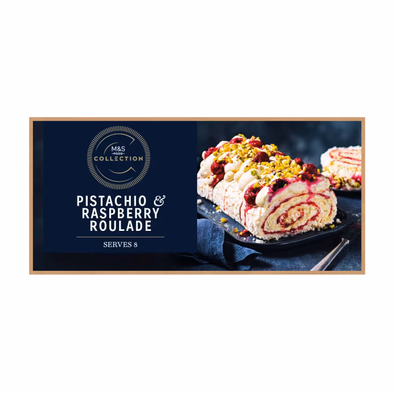 M&S Hand Rolled Pistachio & Raspberry Roulade