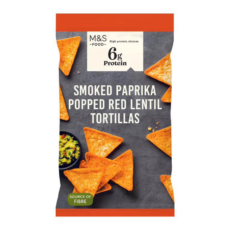 M&S 6g Protein Smoked Paprika Popped Red Lentil Tortillas