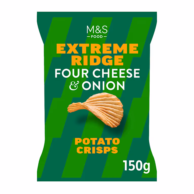M&S Extreme Ridge Four Cheese and Onion Potato Crisps