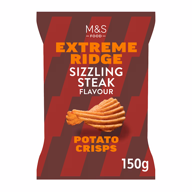 M&S Extreme Ridge Sizzling Steak Flavour Potato Crisps
