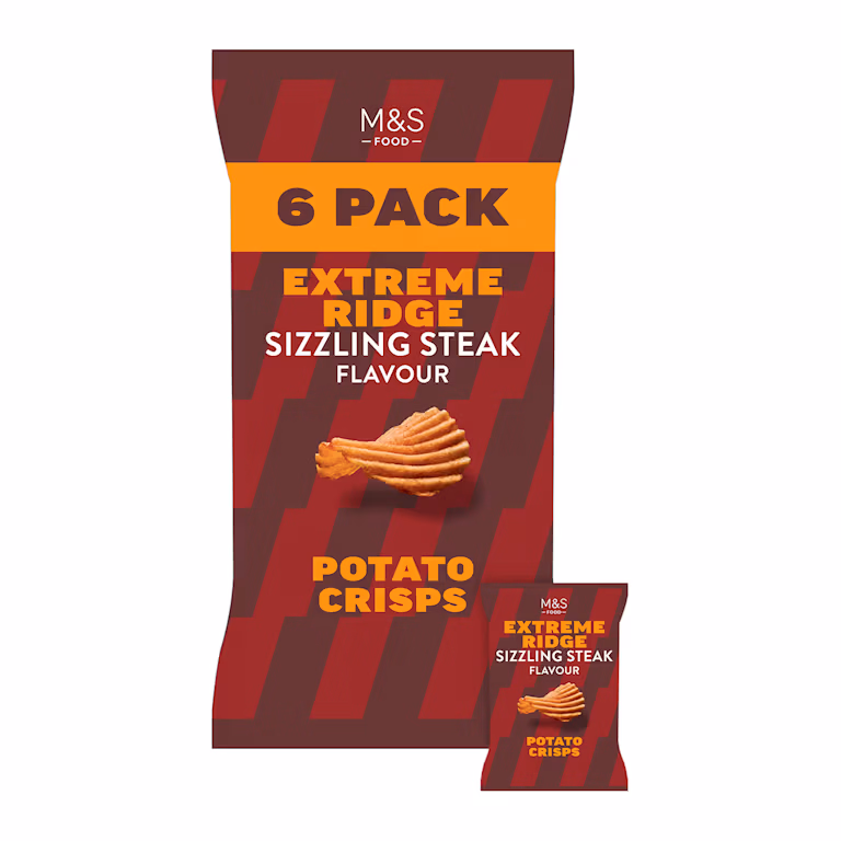 M&S Extreme Ridge Sizzling Steak Flavour Potato Crisps